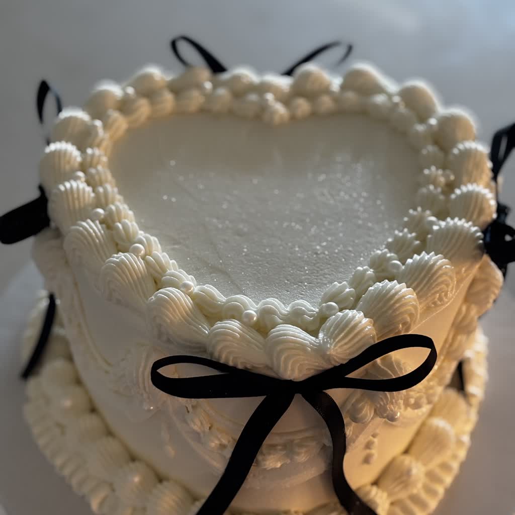 Two-layer French vanilla wedding cake with cream cheese filling and Swiss meringue buttercream vintage piping!