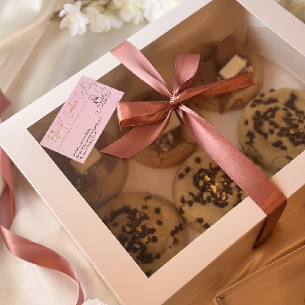Cookie collection box featuring chocolate chip and stuffed Biscoff cookies!